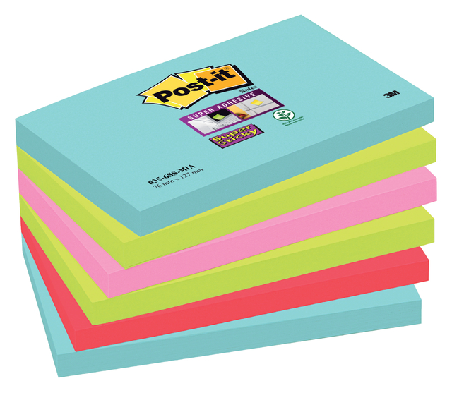 Memoblok  Post-it 655 Super Sticky 76x127mm Cosmic