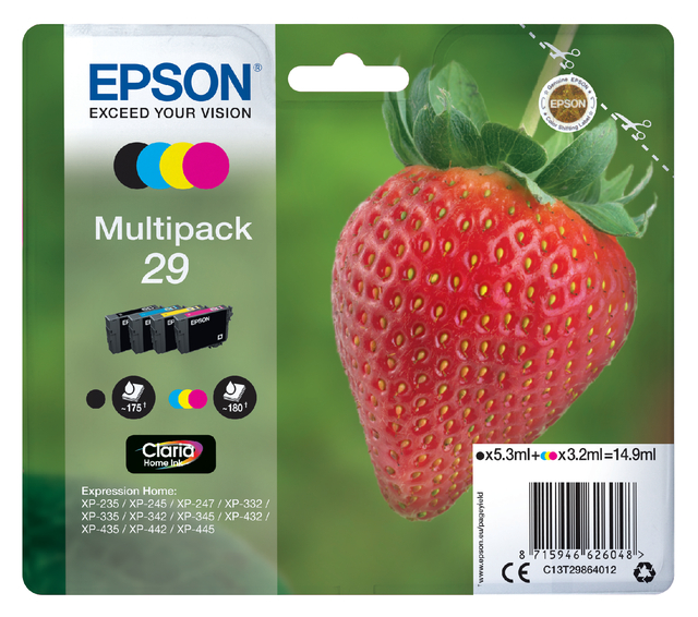 Inktcartridge Epson 29 T2986 zwart + 3 kleuren