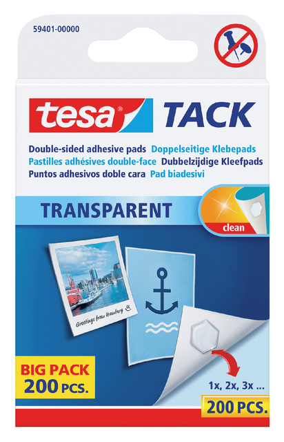 Kleefpads tesa® TACK dubbelzijdig transparant 200 stuks 200 stuks