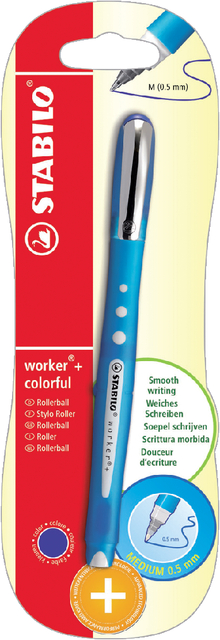 Rollerpen STABILO worker colorful 2019/41 medium blauw blister à 1 stuk