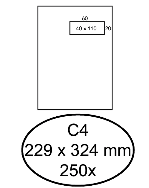 Envelop Quantore C4 229x324mm venster 4x11cm rechts zelfkl 250st