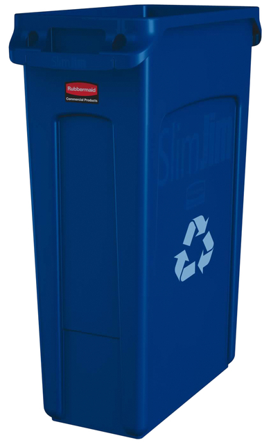 Afvalbak Rubbermaid Slim Jim Vented met luchtsleuven 87liter blauw