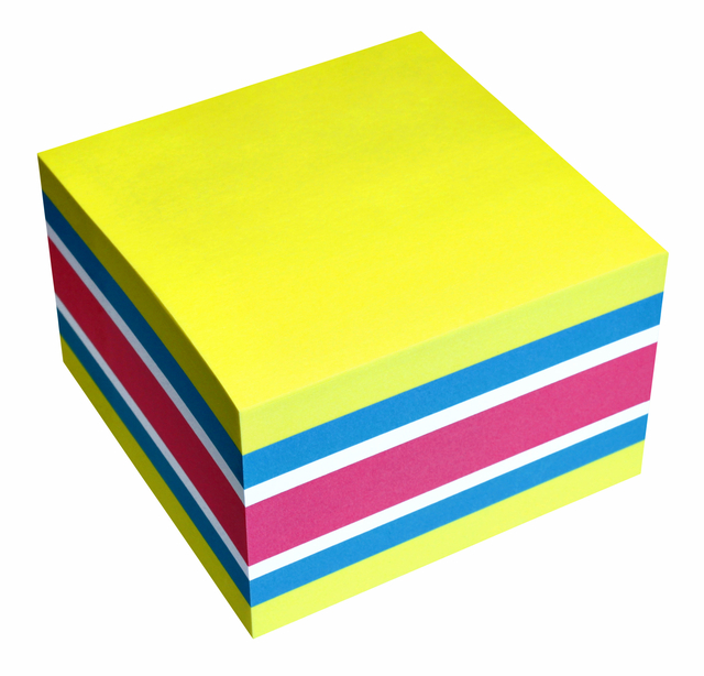 Memoblok info notes kubus 450 vel 75x75mm neon assorti