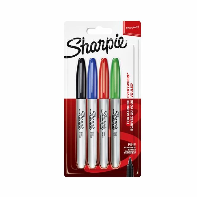 Viltstift Sharpie rond fine assorti blister à 4 stuks