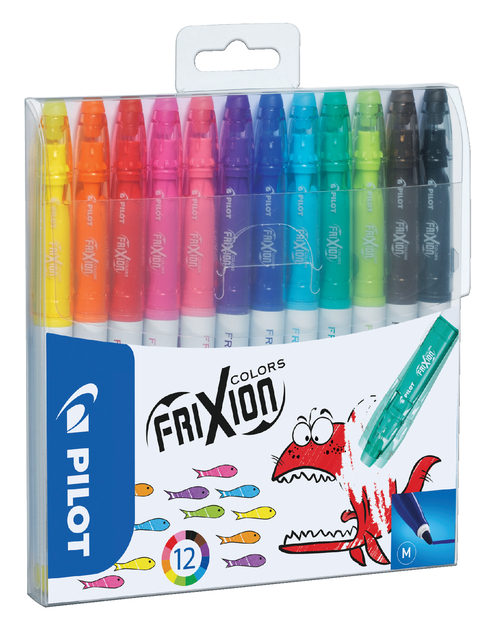 Viltstift PILOT friXion Colors medium assorti etui à 12 stuks