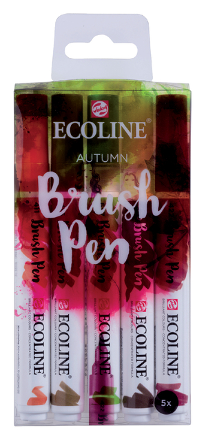 Brushpen Talens Ecoline set-herfst assorti blister à 5 stuks ass