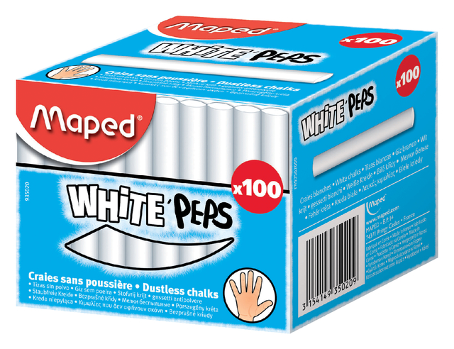 Schoolbordkrijt Maped White’Peps doos á 100 stuks wit