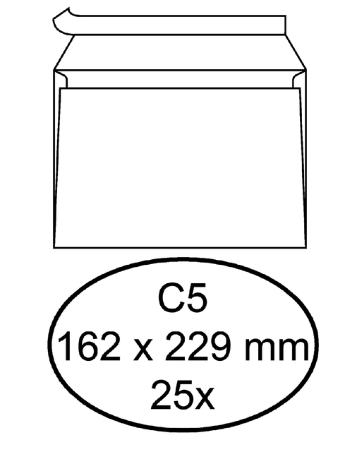 Envelop Quantore bank C5 162x229mm zelfklevend wit 25 stuks