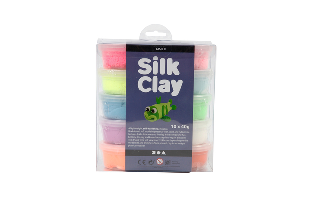 Klei Silk Clay basic-2 10 x 40gr 10 neon kleuren