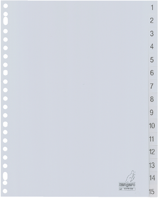 Tabbladen Kangaro 23-gaats G415CM 1-15 genummerd grijs PP