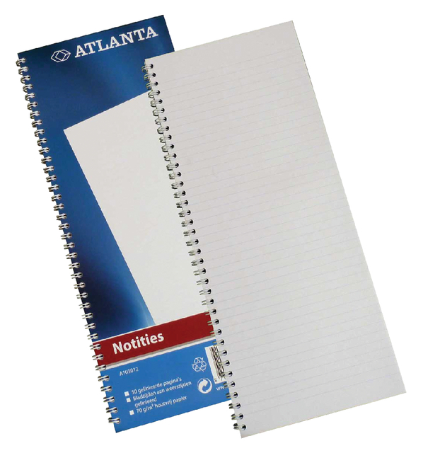 Notitieboek Djois Atlanta enkelvoudig 330x135mm 100 bladzijdes blauw