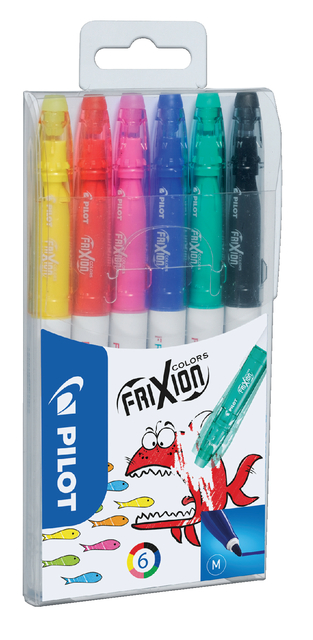 Viltstift PILOT friXion Colors medium assorti etui à 6 stuks