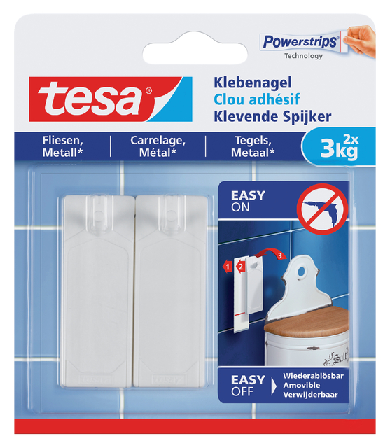 Klevende Spijker tesa® tegels & metaal 3kg wit