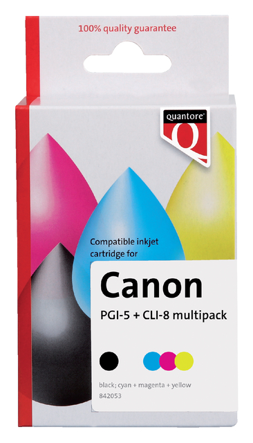 Inktcartridge Quantore alternatief tbv Canon PGI-5 CLI-8 zwart + 3 kleuren