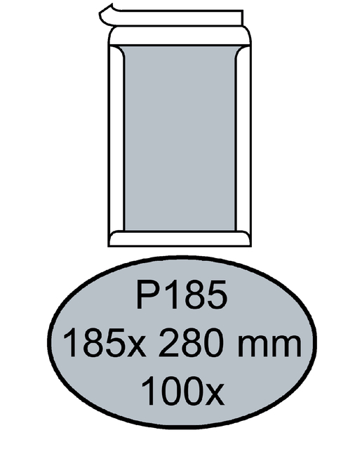 Envelop Quantore bordrug P185 185x280mm zelfklevend wit 100 stuks