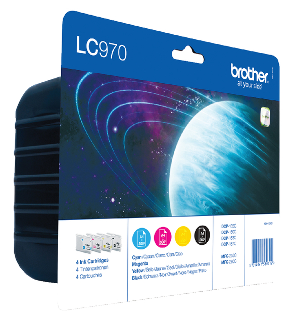 Inktcartridge Brother LC-970VALBP zwart + 3 kleuren