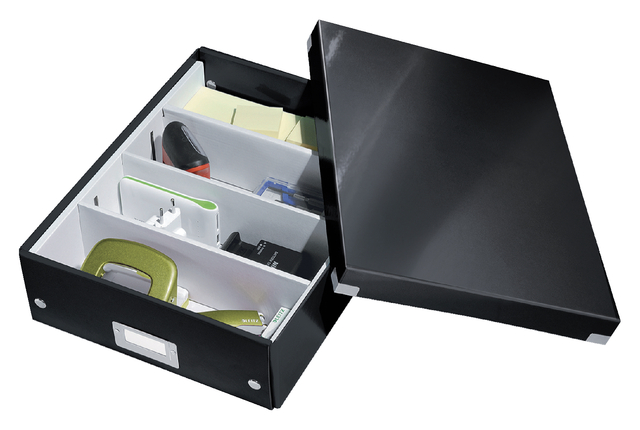 Opbergdoos Leitz Wow Click & Store organiser 280x100x370mm middelgroot zwart