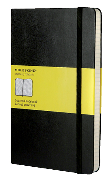 Notitieboek Moleskine large 130x210mm ruit 5×5 hard cover zwart