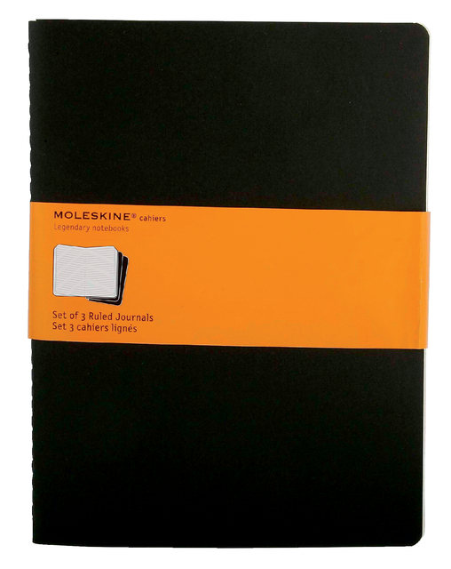 Schrift Moleskine 190x250mm lijn 240 pagina’s 70gr zwart set à 3 stuks