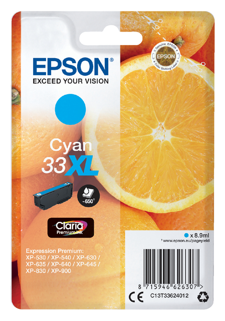 Inktcartridge Epson 33XL T3362 blauw