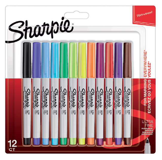 Viltstift Sharpie rond ultra fine fun assorti blister à 12 stuks