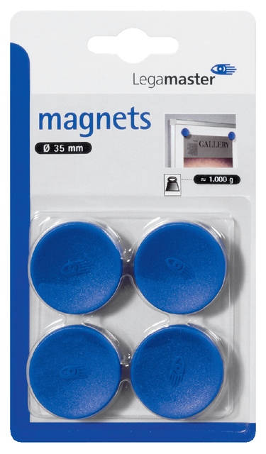 Magneet Legamaster 35mm 1000gr blauw 4stuks