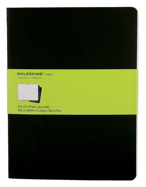 Schrift Moleskine 190x250mm blanco 240 pagina’s 70gr zwart set à 3 stuks