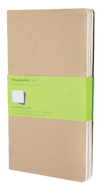 Schrift Moleskine 130x210mm blanco 160 pagina’s 70gr kraft set à 3 stuks