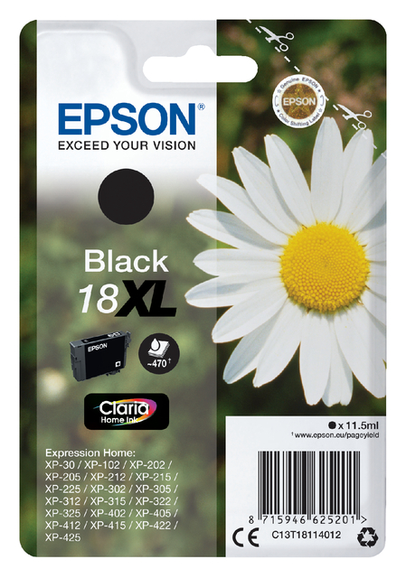 Inktcartridge Epson 18XL T1811 zwart