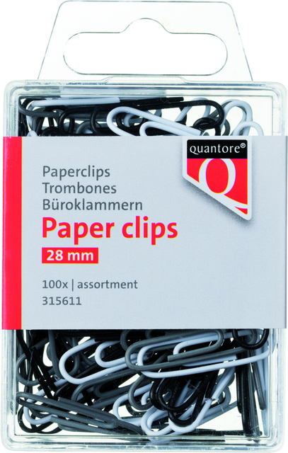 Paperclip Quantore blister 28mm assorti 100 stuks