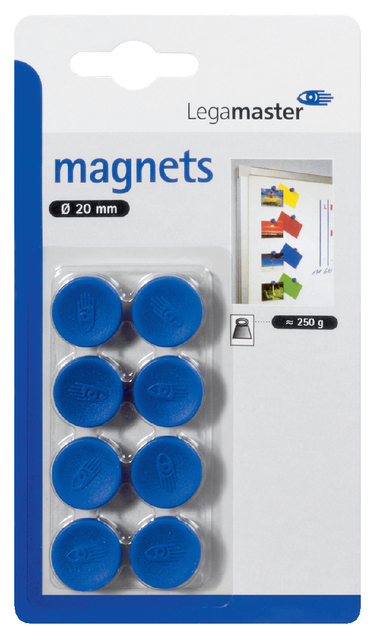 Magneet Legamaster 20mm 250gr blauw 8stuks