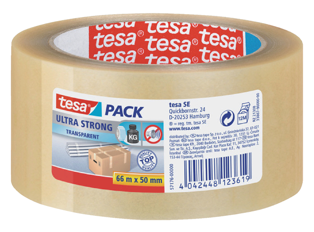 Verpakkingstape tesapack® Ultra Strong 66mx50mm transparant