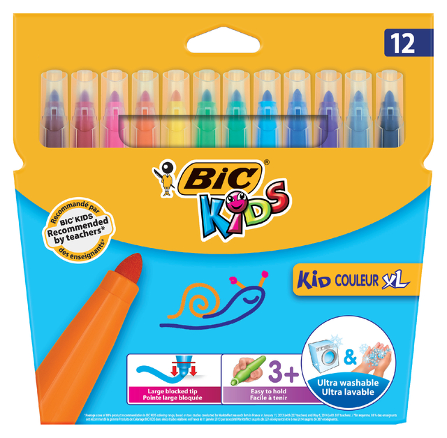 Kleurstift BicKids couleur  XL assorti blister à 12 stuks