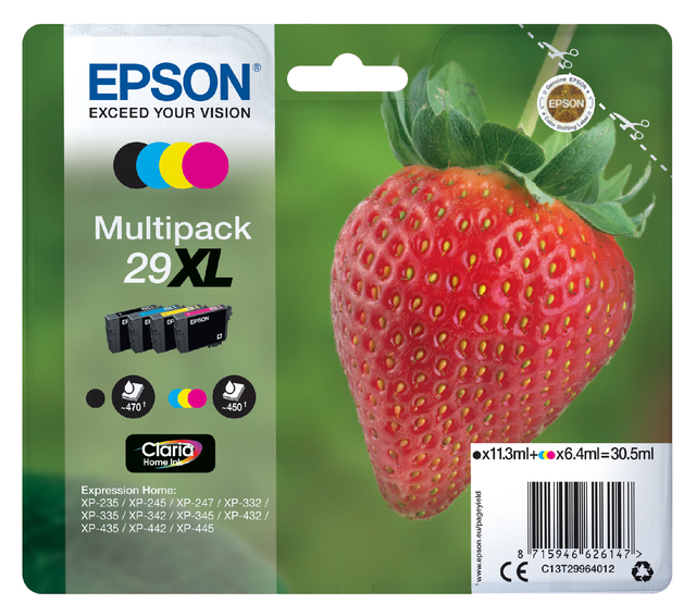 Inktcartridge Epson 29XL T2996 zwart + 3 kleuren