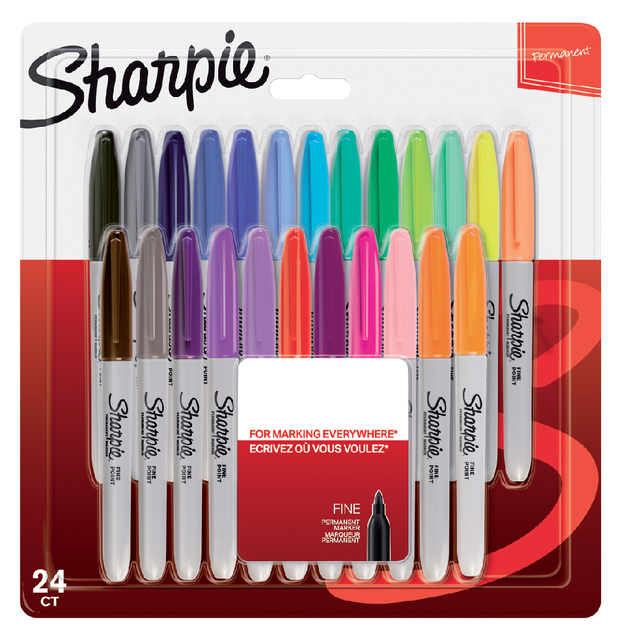 Viltstift Sharpie rond fine assorti blister à 24 stuks