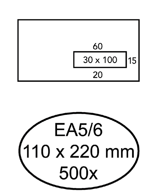 Envelop Hermes EA5/6 110x220mm venster 3x10rechts zelfkl 500