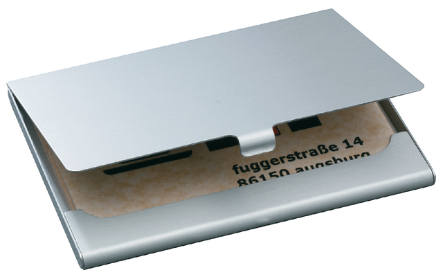 Visitekaarthouder Sigel VZ136 twin 2 vakken voor 2×15 kaarten 91x58mm graveerbaar aluminium mat zilver