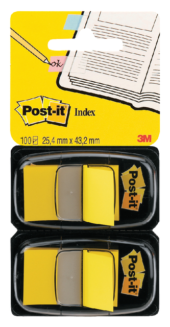 Indextabs Post-it 680 25.4×43.2mm duopack geel 2×50 tabs