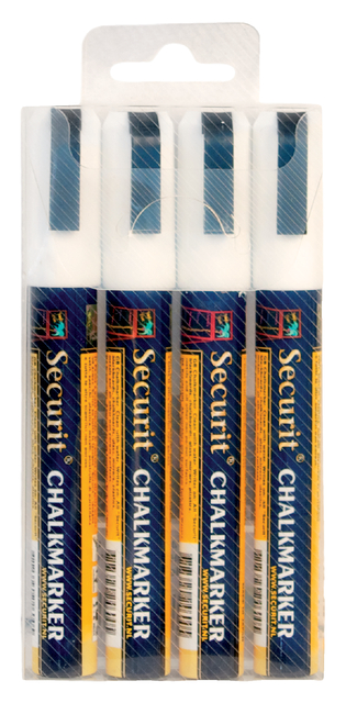 Krijtstift Securit SMA-510 schuin wit 2-6mm blister à 4st