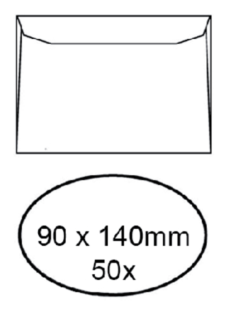 Envelop Quantore voor visitekaartjes 90x140mm 95gr wit 50st.