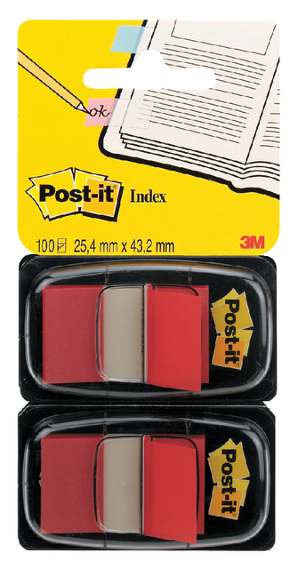 Indextabs Post-it 680 25.4×43.2mm duopack rood 2x 50 tabs