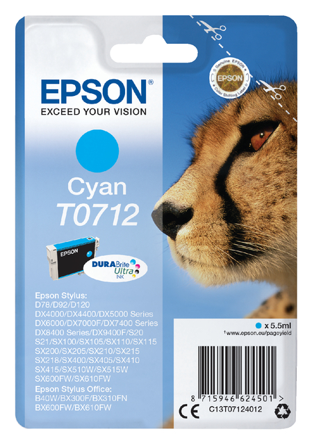 Inktcartridge Epson T0712 blauw