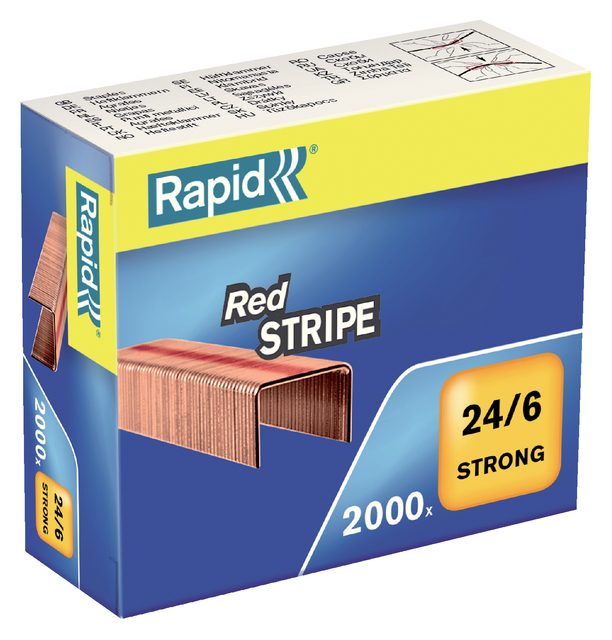 Nieten Rapid 24/6 verkoperd red stripe 2000 stuks