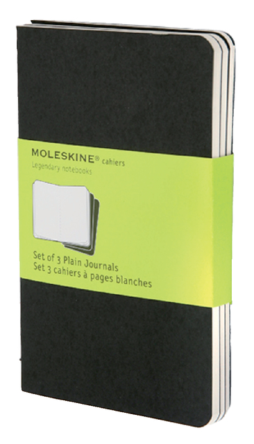 Schrift Moleskine 90x140mm blanco 240 pagina’s 70gr zwart set à 3 stuks