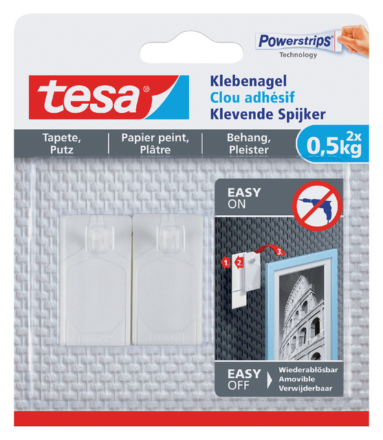 Klevende spijker tesa® behang en pleisterwerk 0,5kg wit