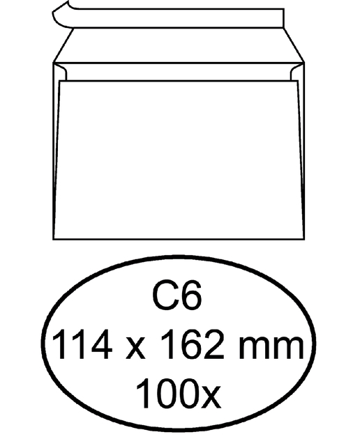 Envelop Quantore bank C6 114x162mm zelfklevend wit 100stuks