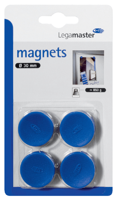 Magneet Legamaster 30mm 850gr blauw 4stuks